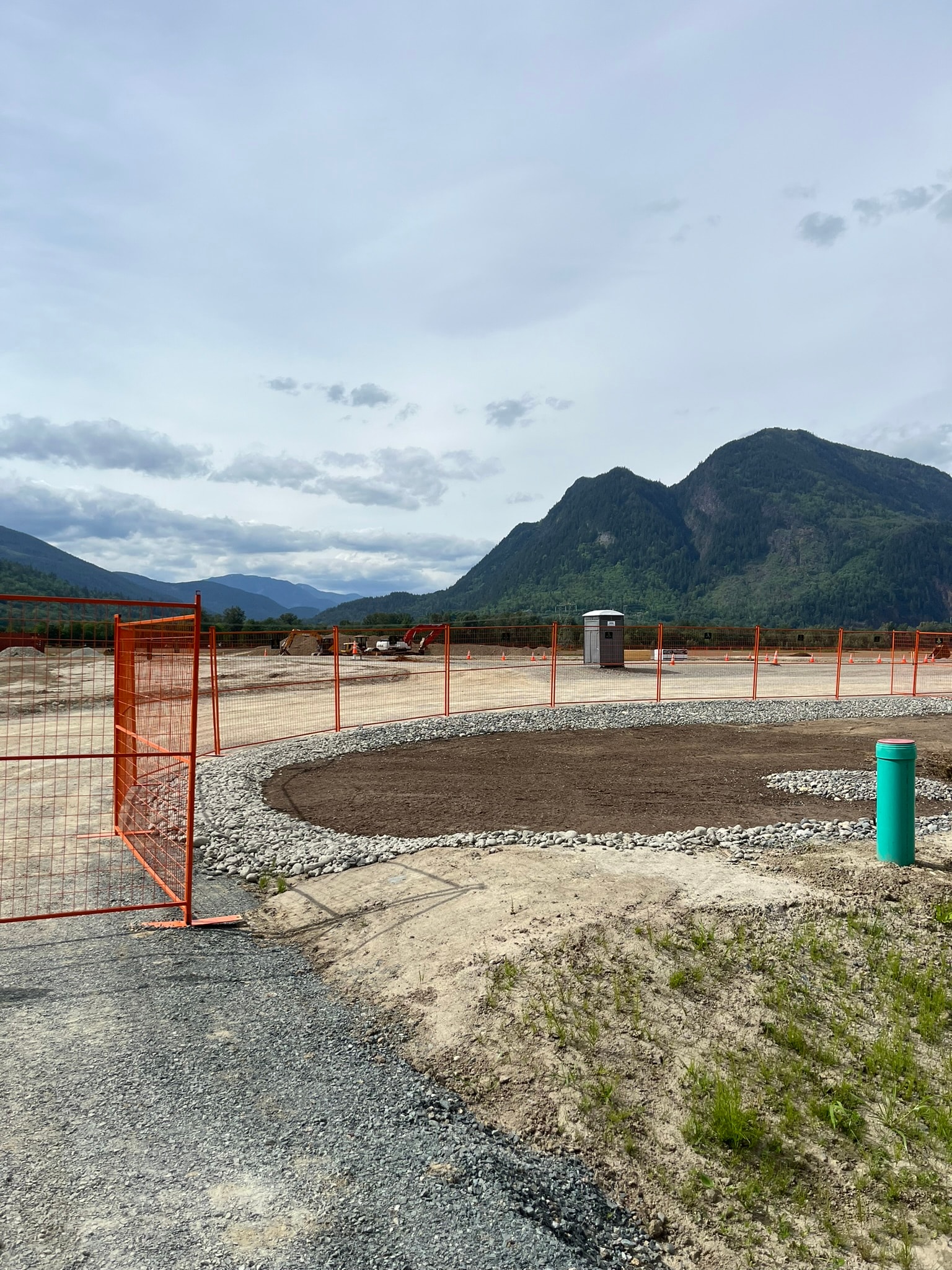 Construction site with temporary fencing